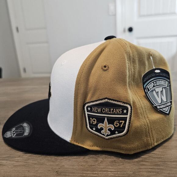 New Orleans Saints Fitted Hat Cap NFL Two Tone Trumpet White Gold One Size  B - Picture 2 of 9
